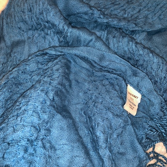 Old Navy Fashion Scarf - Blue Fringe Trim - Picture 2 of 3